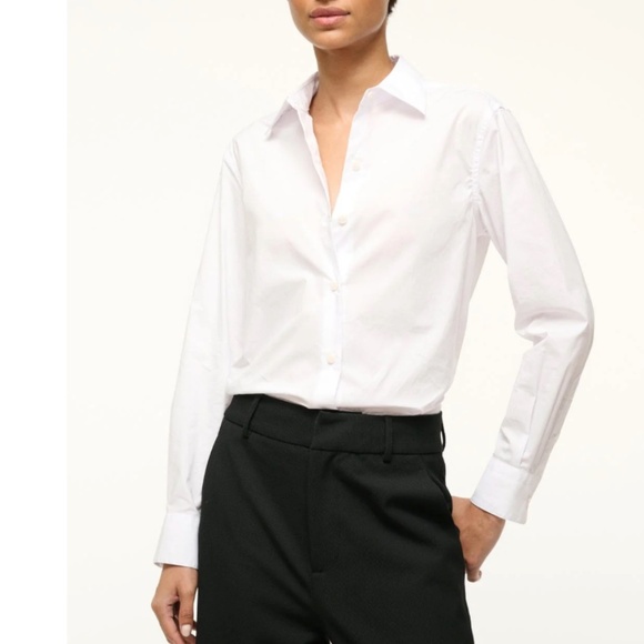 NWT Staud Roxbury Button-front Poplin Shirt in White - Picture 1 of 6